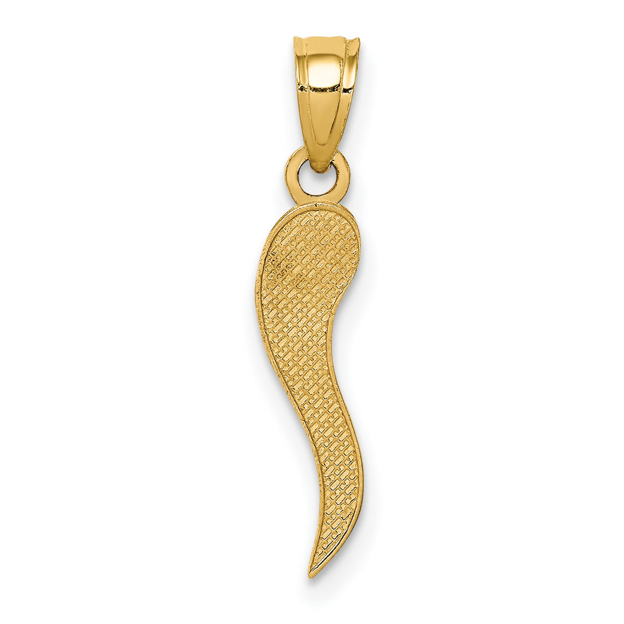 10k Yellow Gold Italian Horn Pendant, Cornicello Charm for Protection and Good Luck