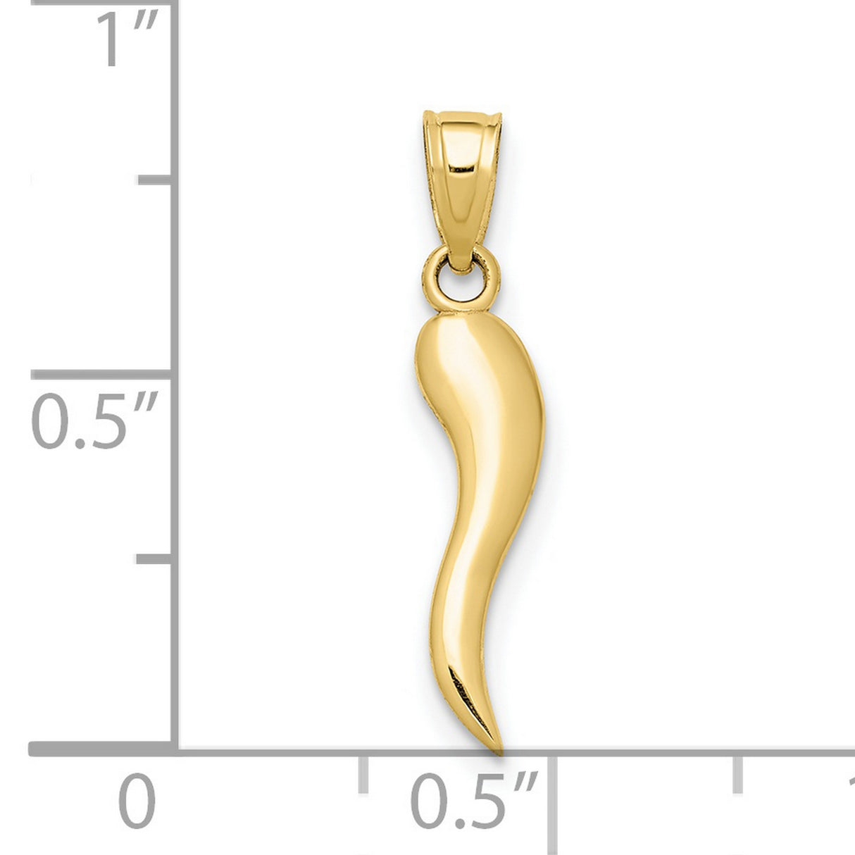 10k Yellow Gold Italian Horn Pendant, Cornicello Charm for Protection and Good Luck