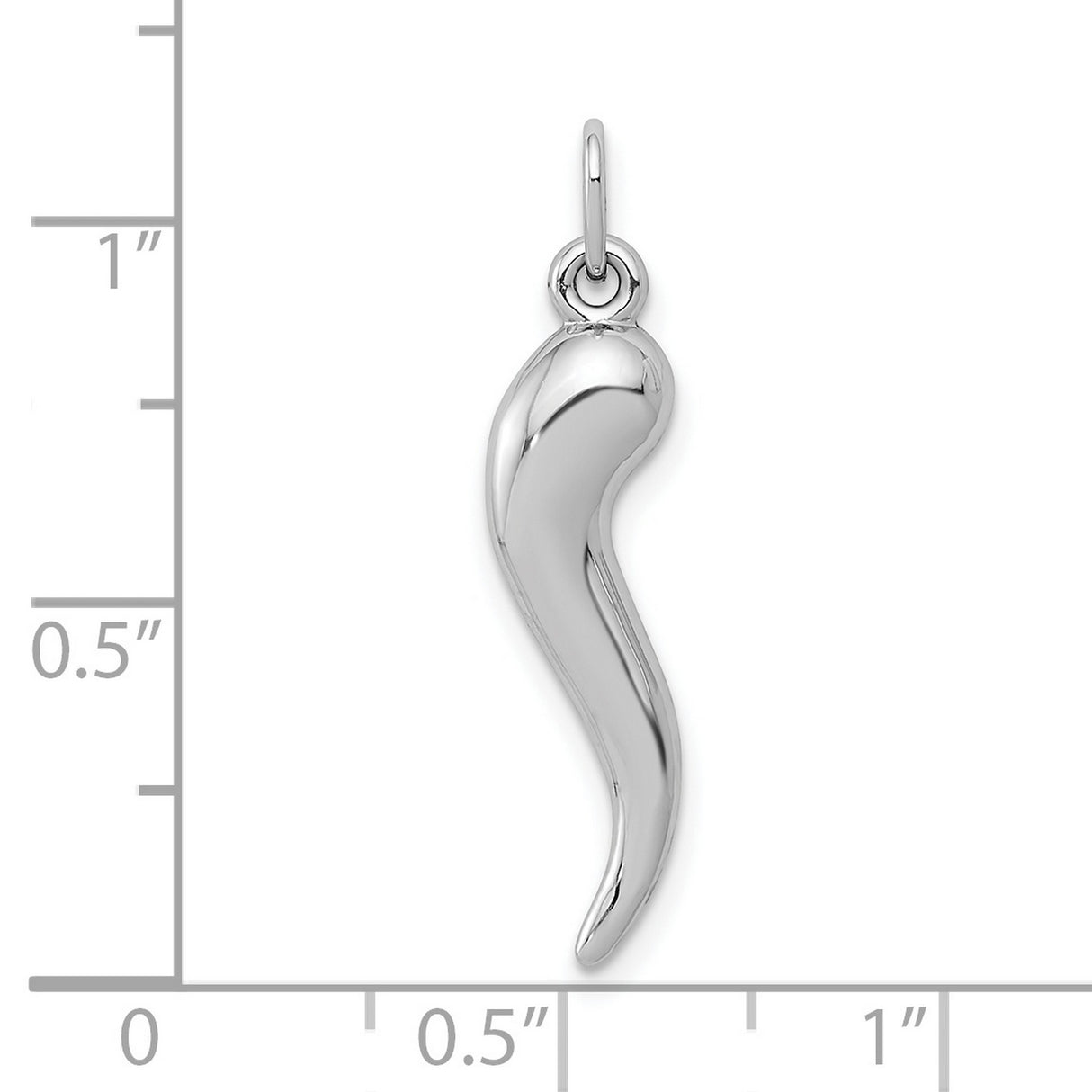 10k White Gold Horn Pendant, Italian Cornicello Amulet for Protection and Good Luck