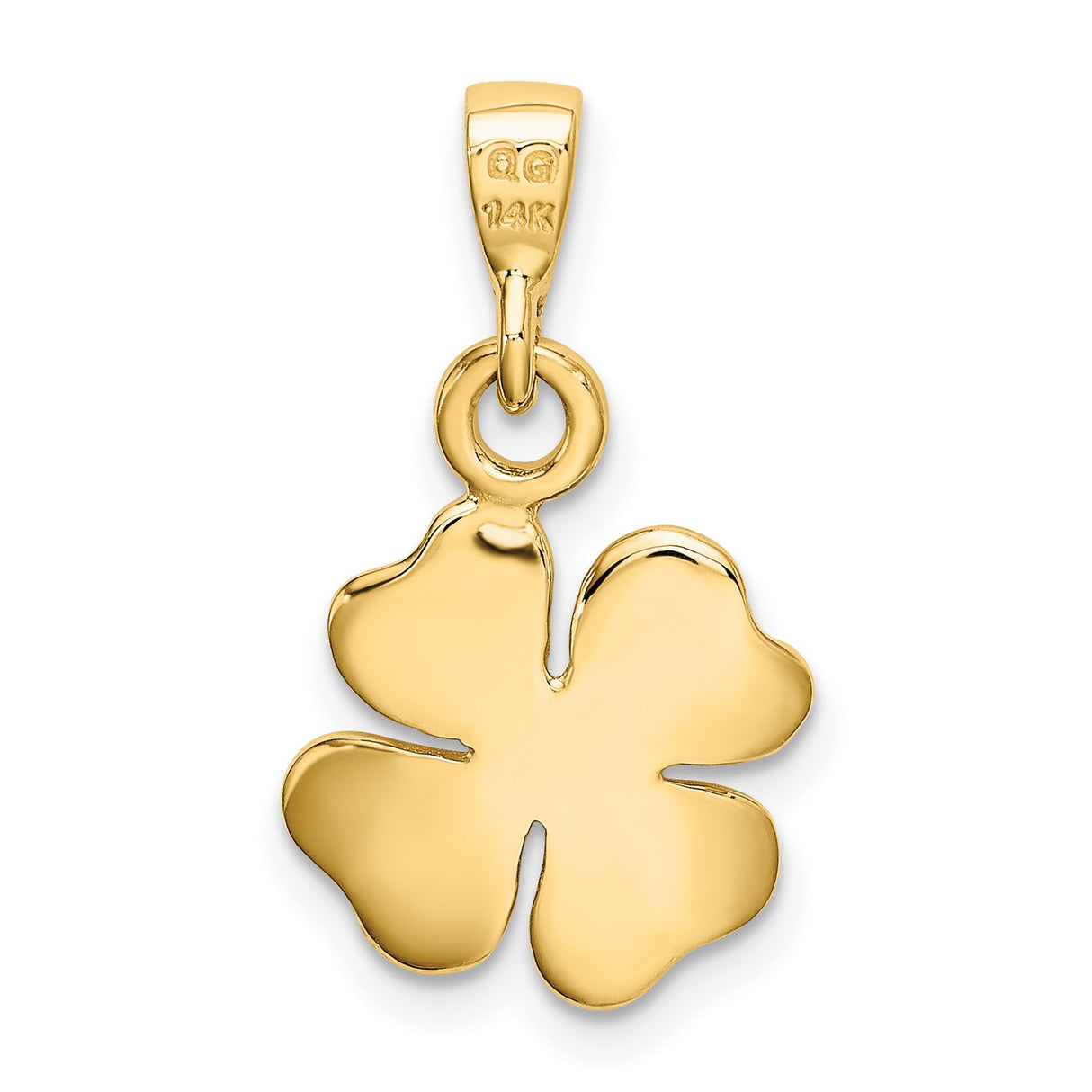10k Yellow Gold Four-Leaf Clover Pendant, Textured Lucky Charm Design for Women