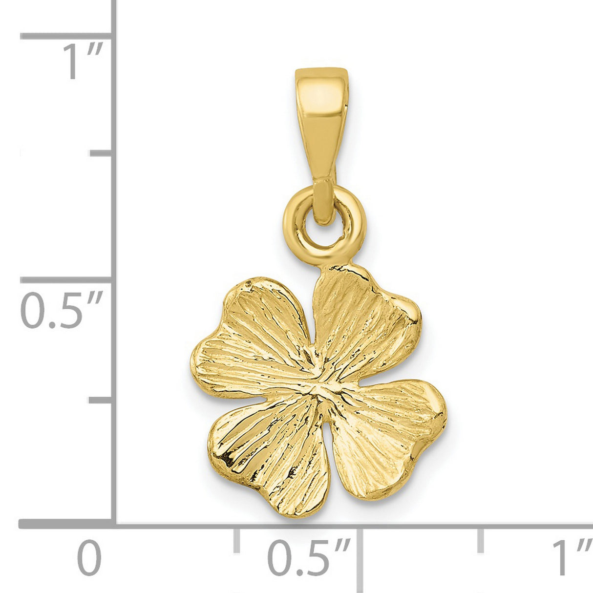 10k Yellow Gold Four-Leaf Clover Pendant, Textured Lucky Charm Design for Women