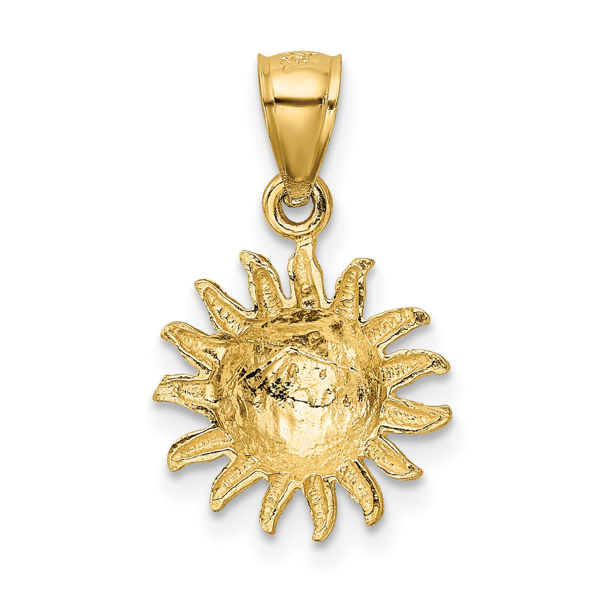10k Yellow Gold Sun Face Pendant with Radiant Sunburst Design, Celestial Boho Jewelry for Women