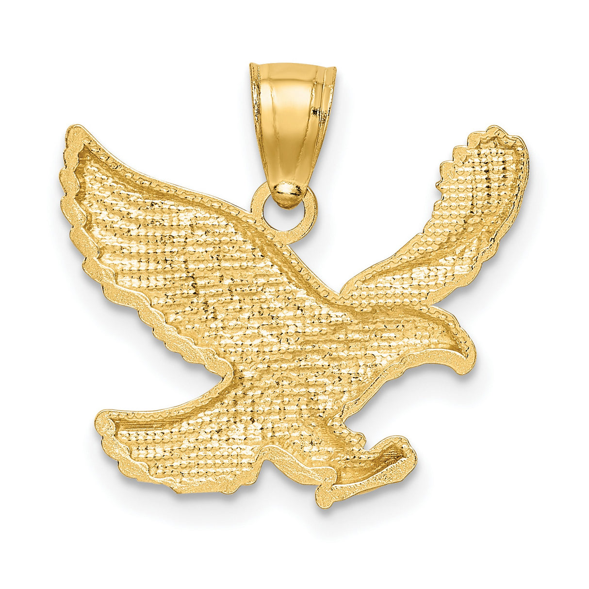 10k Yellow Gold Eagle Pendant with Detailed Flying Eagle Design, Patriotic Unisex Jewelry