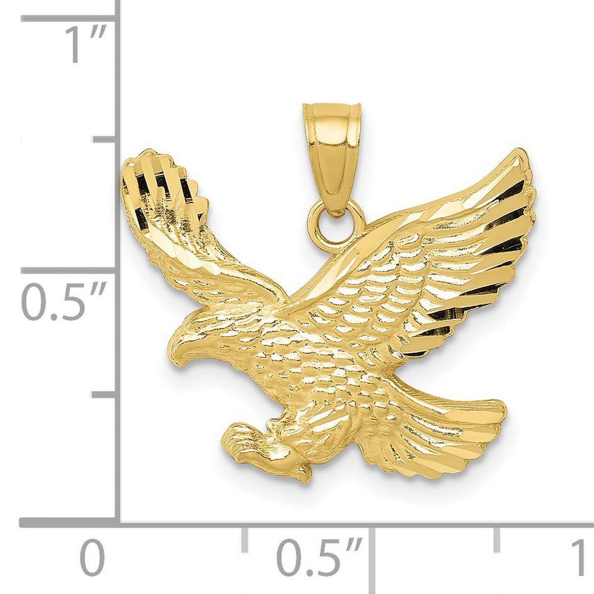 10k Yellow Gold Eagle Pendant with Detailed Flying Eagle Design, Patriotic Unisex Jewelry