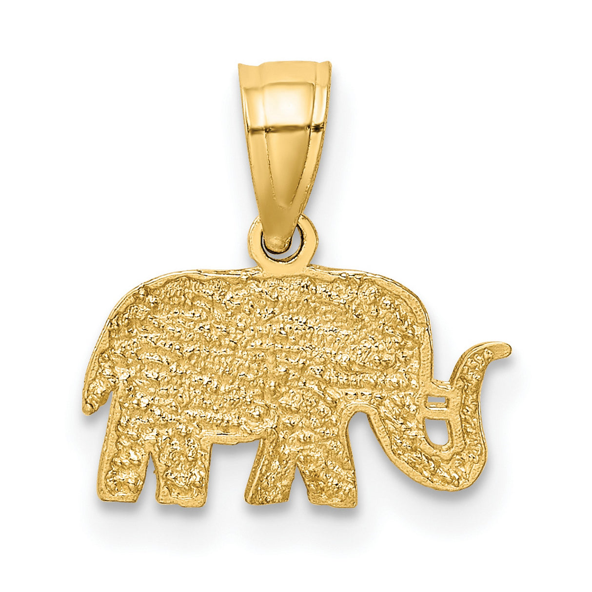 10k Yellow Gold Elephant Pendant with Raised Trunk, Spiritual Animal Charm for Women