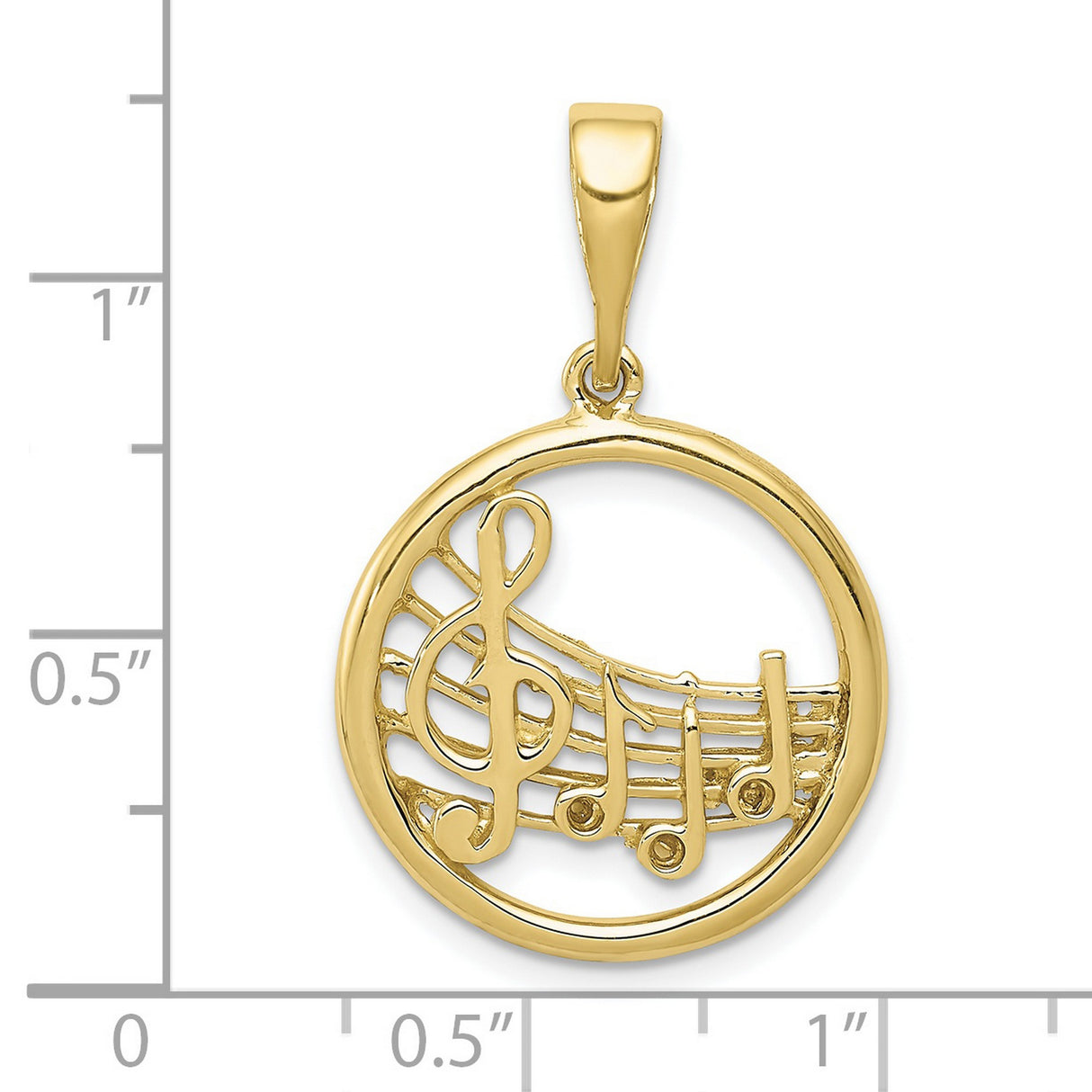 10k Yellow Gold Musical Note Pendant with Treble Clef and Staff Design for Women and Teens