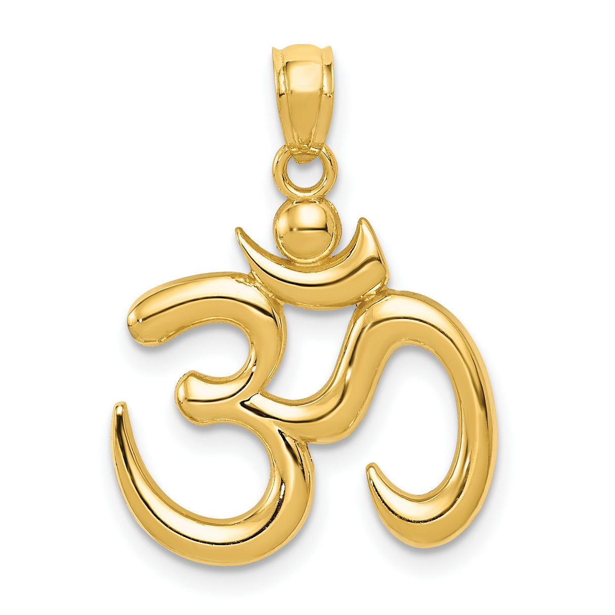 10k Yellow Gold Om Pendant, Spiritual Hindu Meditation Symbol for Men and Women