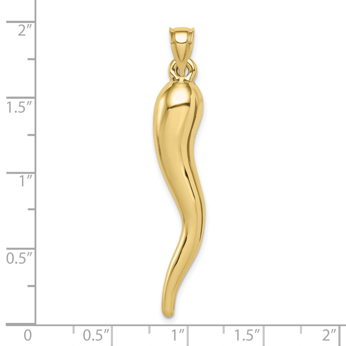 10k Yellow Gold Horn Pendant, Italian Cornicello Charm for Protection and Good Luck