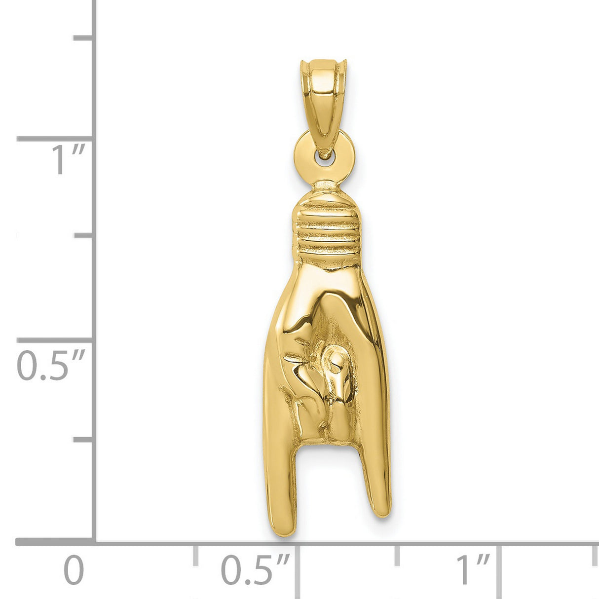 10k Yellow Gold Mano Cornuto Hand Pendant, Italian Horn Talisman for Protection and Strength