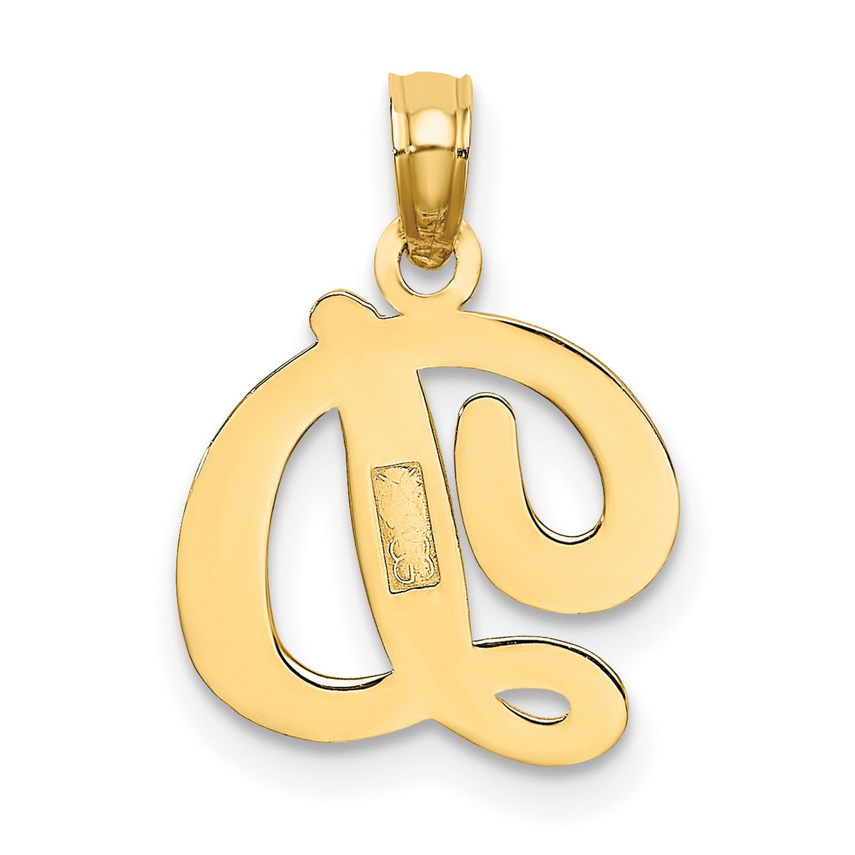 10k Yellow Gold Script D Pendant, Polished Initial Letter Charm, Solid Gold Monogram Jewelry