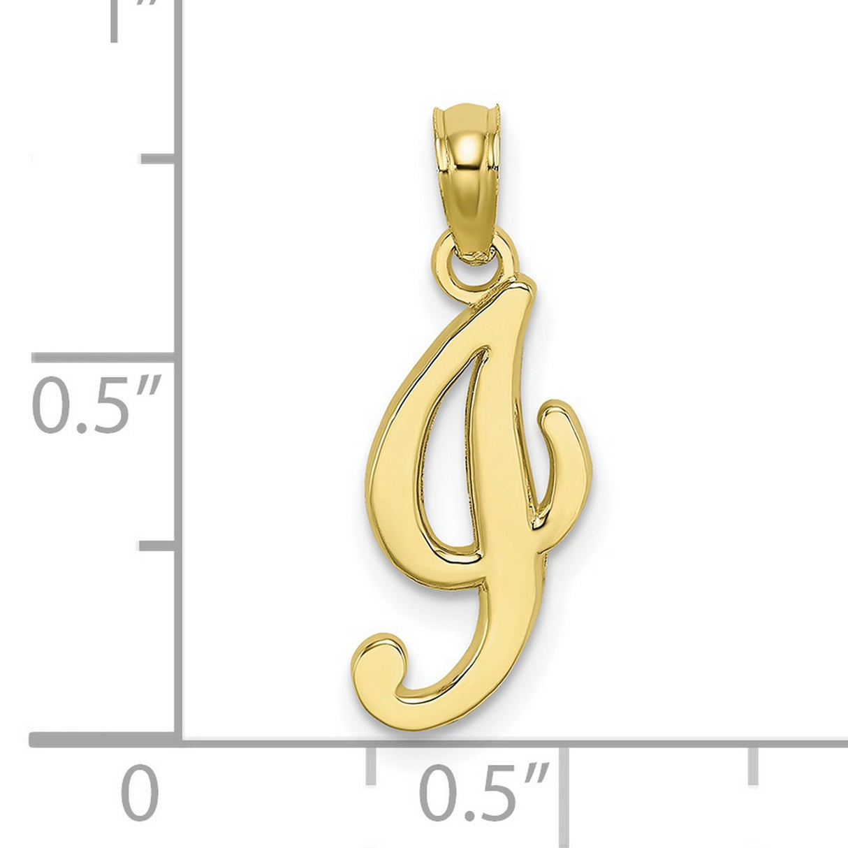 10k Yellow Gold Initial Pendant, Script Cursive J Letter Charm for Women