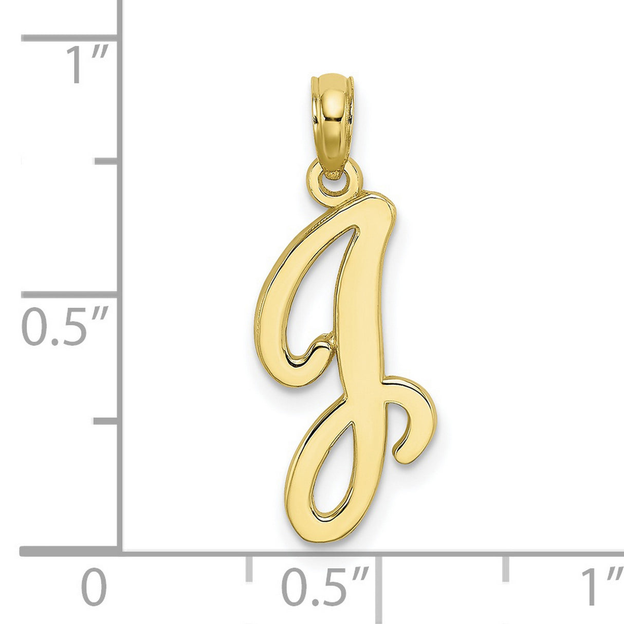 10k Yellow Gold Letter J Pendant, Polished Script Initial Charm with Loop Bail