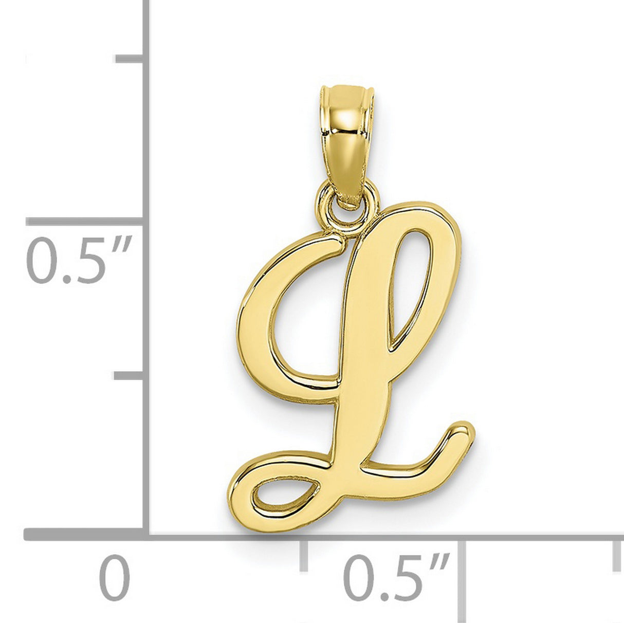 10k Yellow Gold Script Letter L Pendant, Cursive Initial Charm for Women