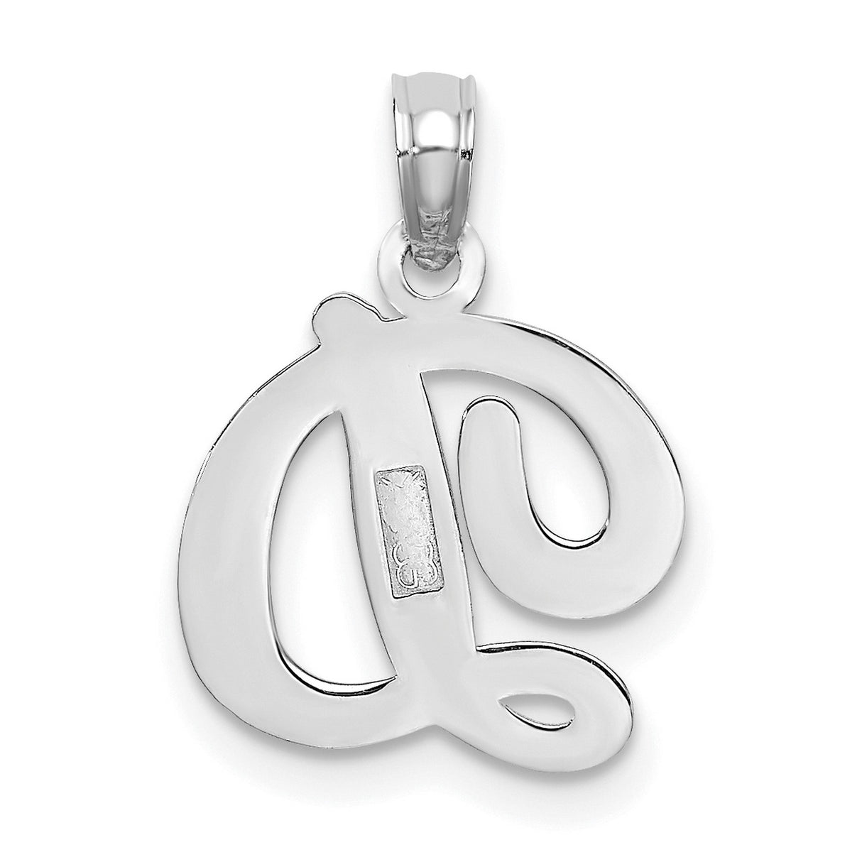 10k White Gold Script Initial D Pendant, Cursive Letter Charm for Women
