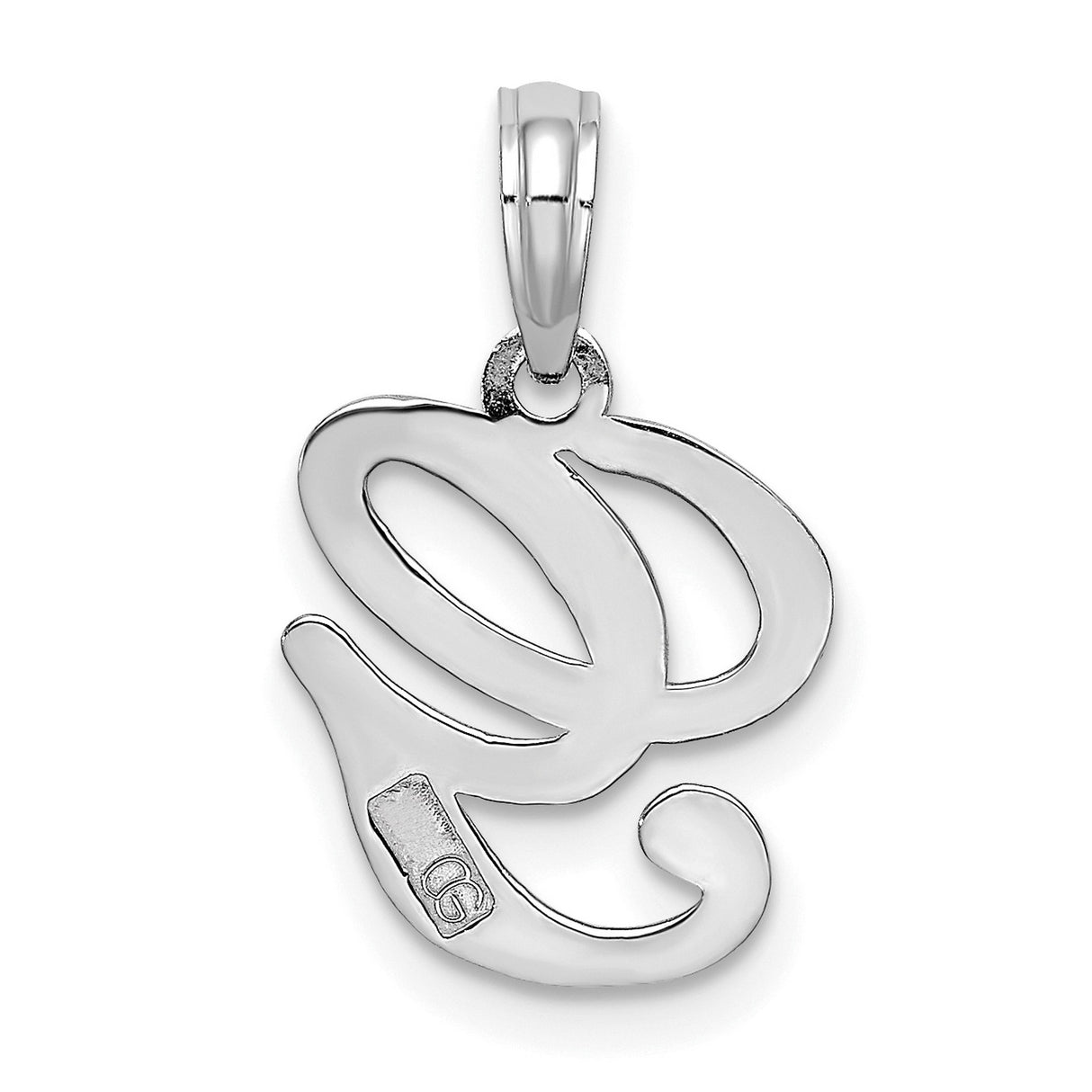 10k White Gold Letter G Pendant, Cursive Initial Charm, Script Monogram Jewelry