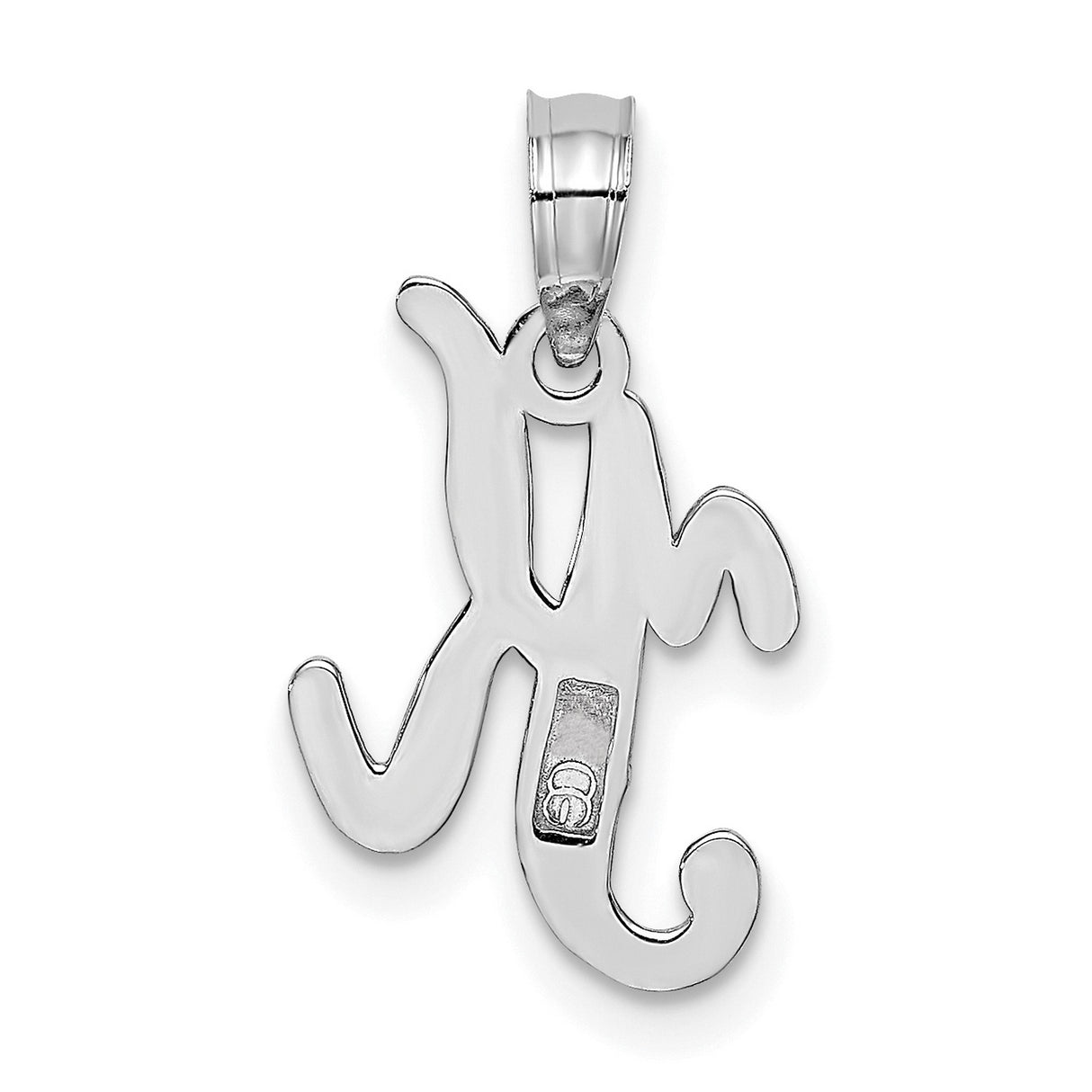 10k White Gold Initial K Pendant, Polished Script Letter Charm for Women