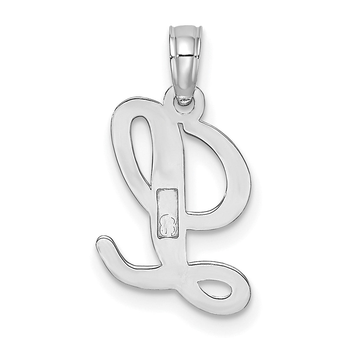 10k White Gold Script Initial L Pendant, Cursive Letter Charm, Dainty Monogram Jewelry