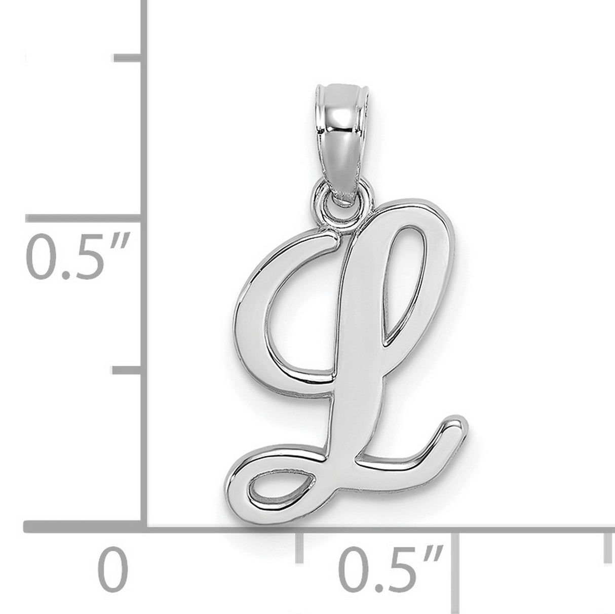 10k White Gold Script Initial L Pendant, Cursive Letter Charm, Dainty Monogram Jewelry