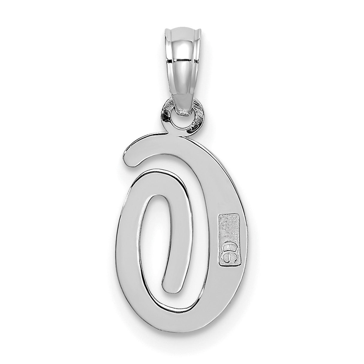 10k White Gold Script Letter G Pendant, Polished Initial Charm for Women