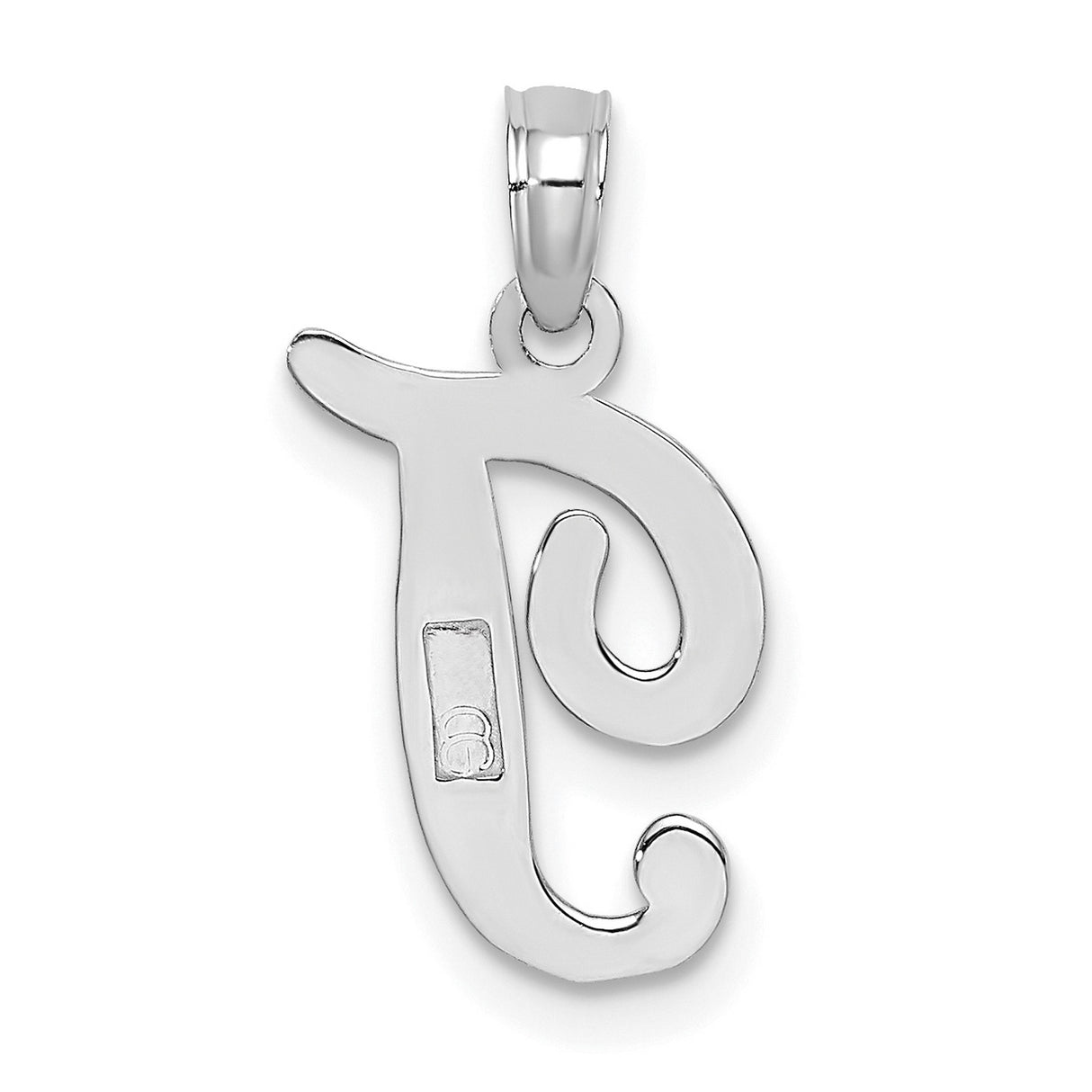 10k White Gold Initial Pendant, Script Letter J Charm for Women, Dainty Monogram Design