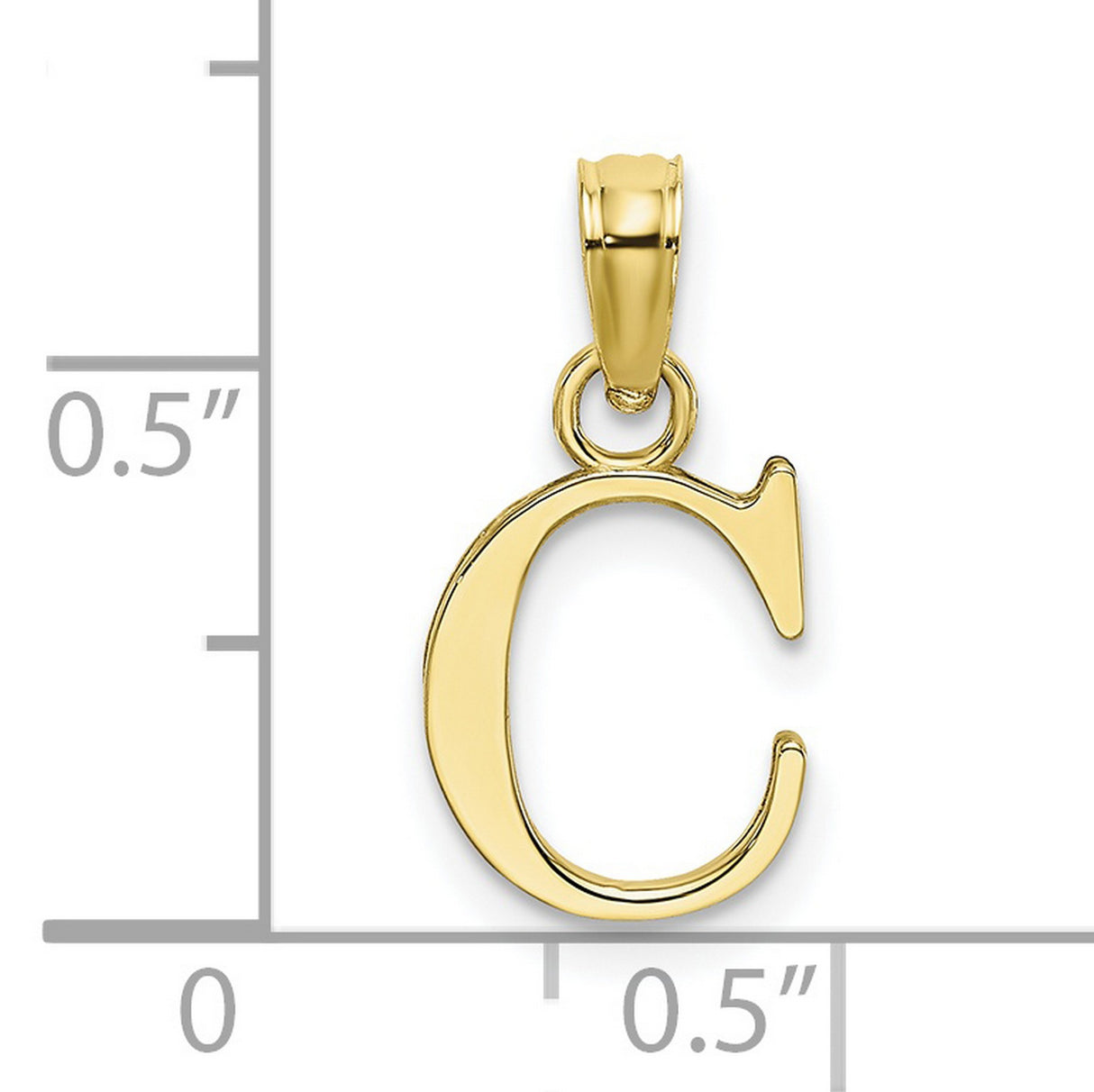 10k Yellow Gold Pendant, Block Letter C Initial Charm, Custom Alphabet Jewelry for Women