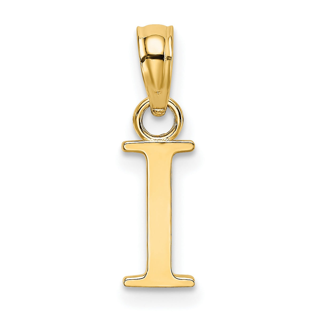 10k Yellow Gold Letter I Pendant, Polished Initial Charm, Simple Alphabet Jewelry for Women