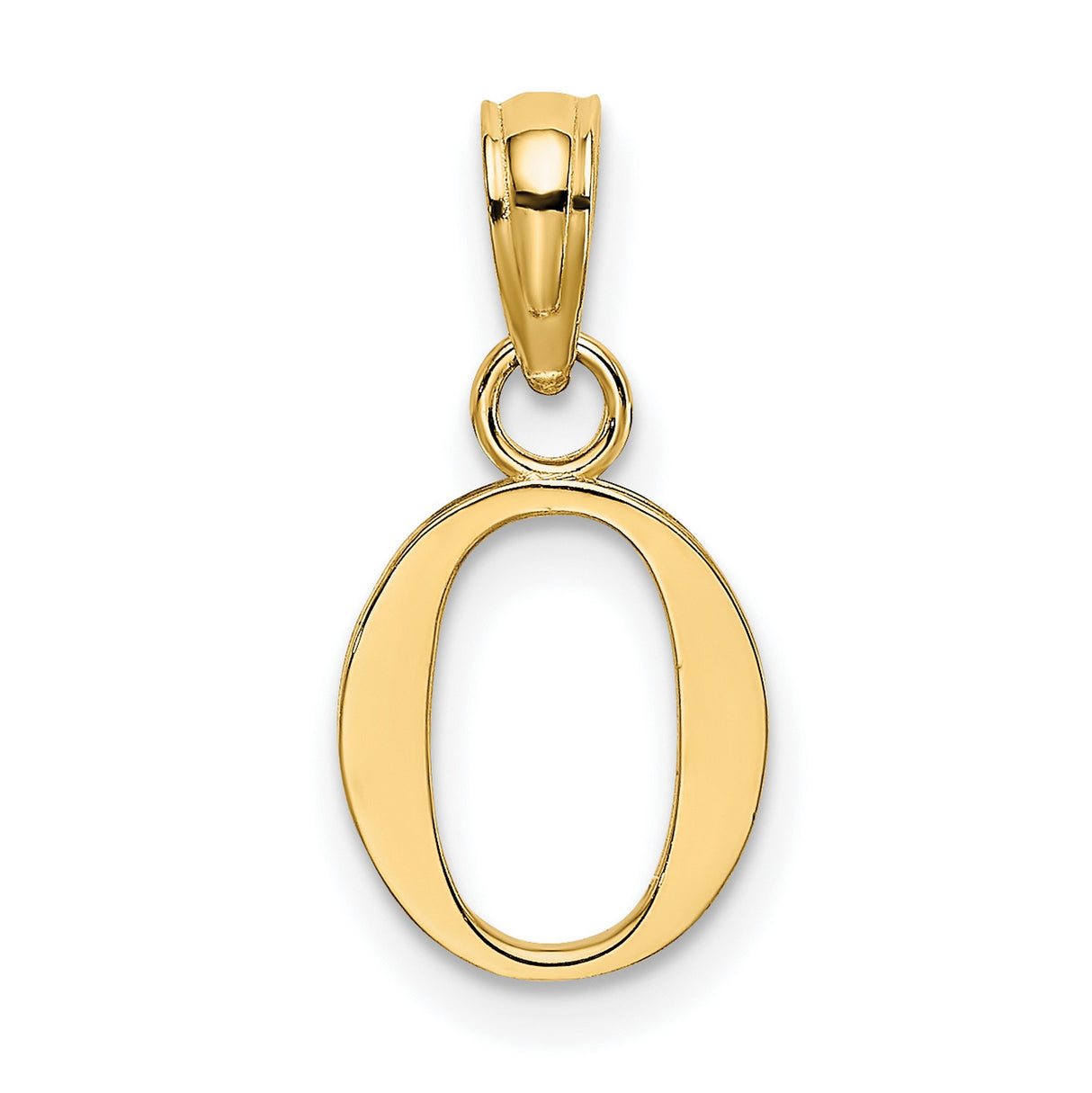 10k Yellow Gold Letter O Pendant Charm, Polished Block Alphabet Design for Women
