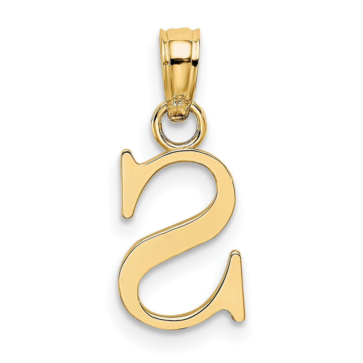 10k Yellow Gold Pendant with Block Letter S Design, Polished Initial Charm for Women or Unisex Wear