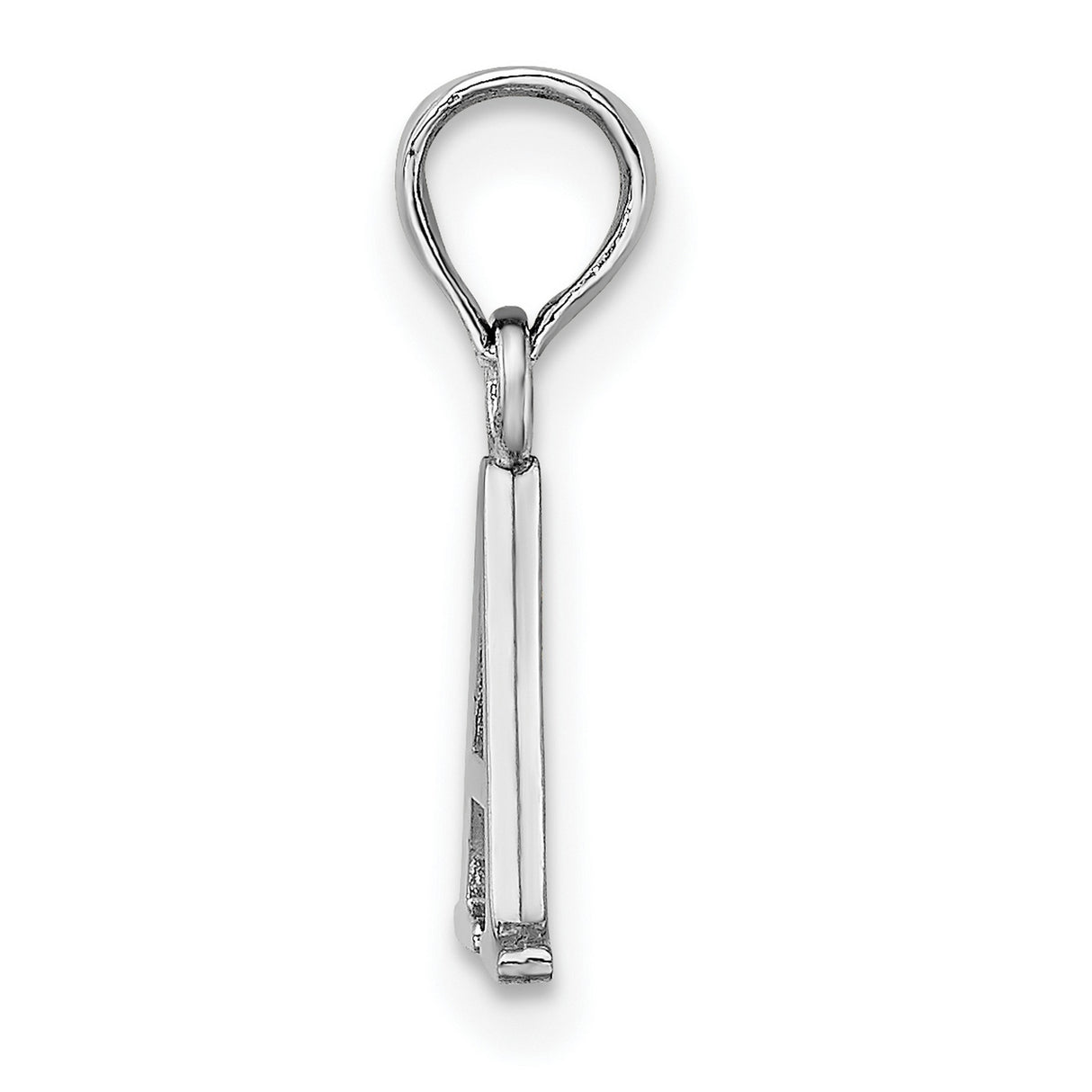 10k White Gold A Initial Pendant, Block Letter Charm with Polished Finish, Unisex Jewelry