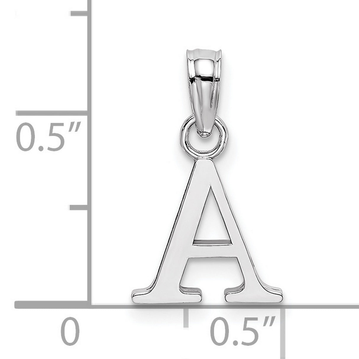 10k White Gold A Initial Pendant, Block Letter Charm with Polished Finish, Unisex Jewelry