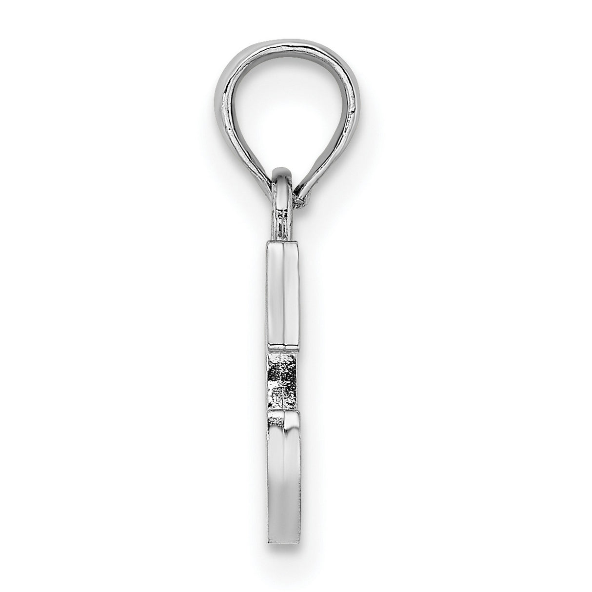 10k White Gold Initial C Pendant, Polished Block Letter Charm, Monogram Jewelry for Women