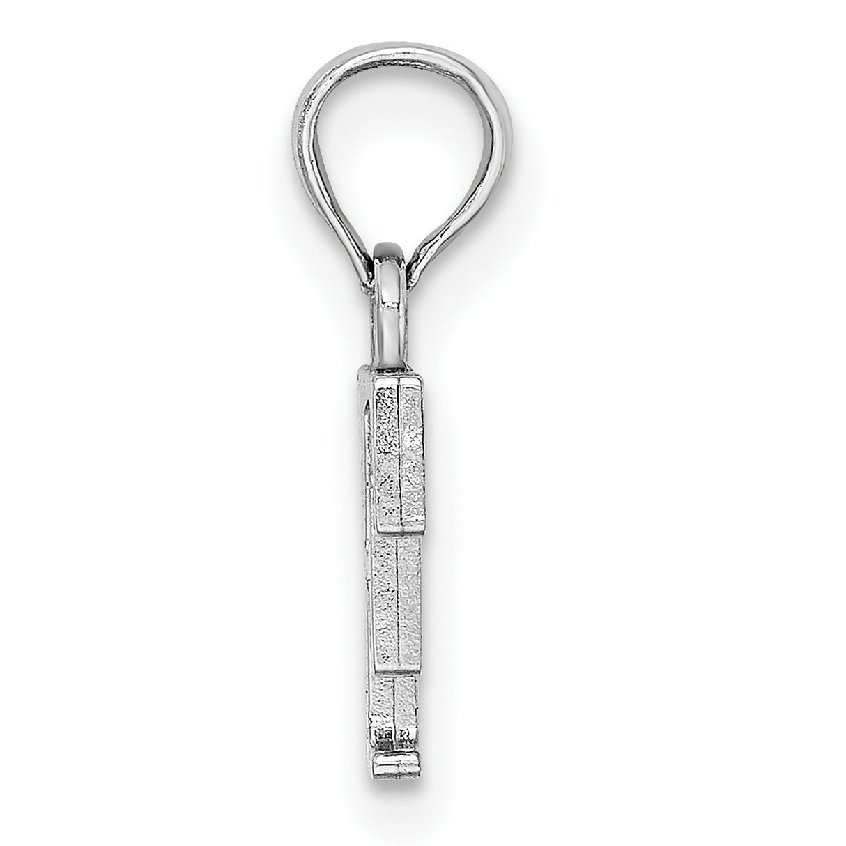 10k White Gold Letter F Pendant Charm, Polished Monogram Initial Jewelry for Women or Unisex Wear