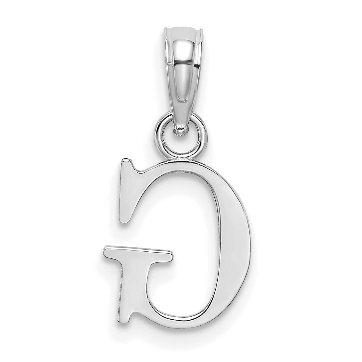 10k White Gold Initial Pendant, Letter G Block Design Unisex Charm Jewelry