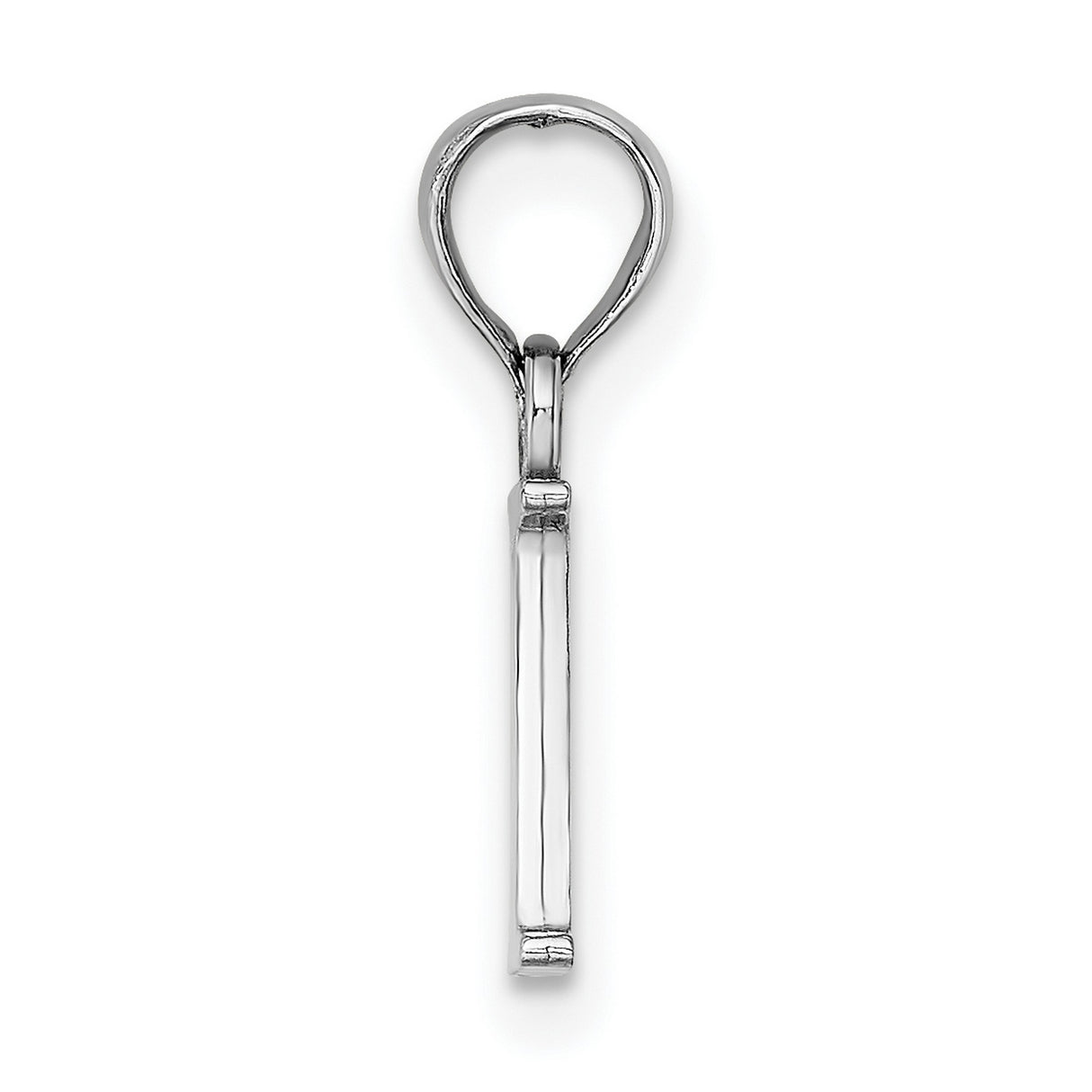 10k White Gold Initial I Pendant Charm, Polished Block Letter, Minimalist Alphabet Jewelry