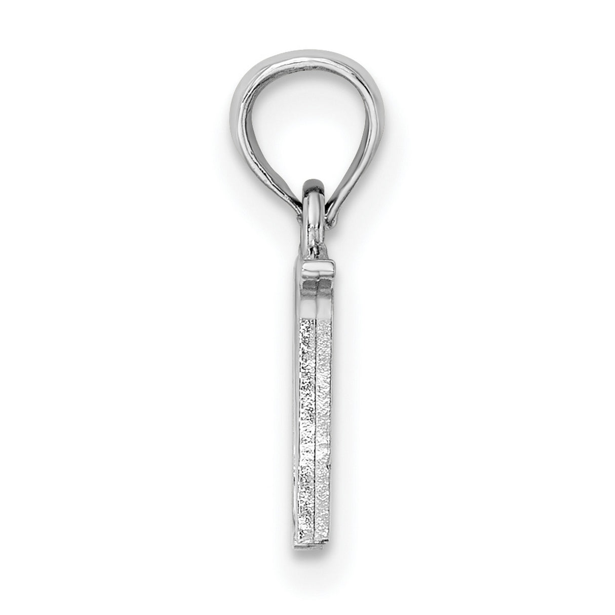 10k White Gold Letter N Pendant, Polished Block Font Initial Charm for Women or Unisex Wear