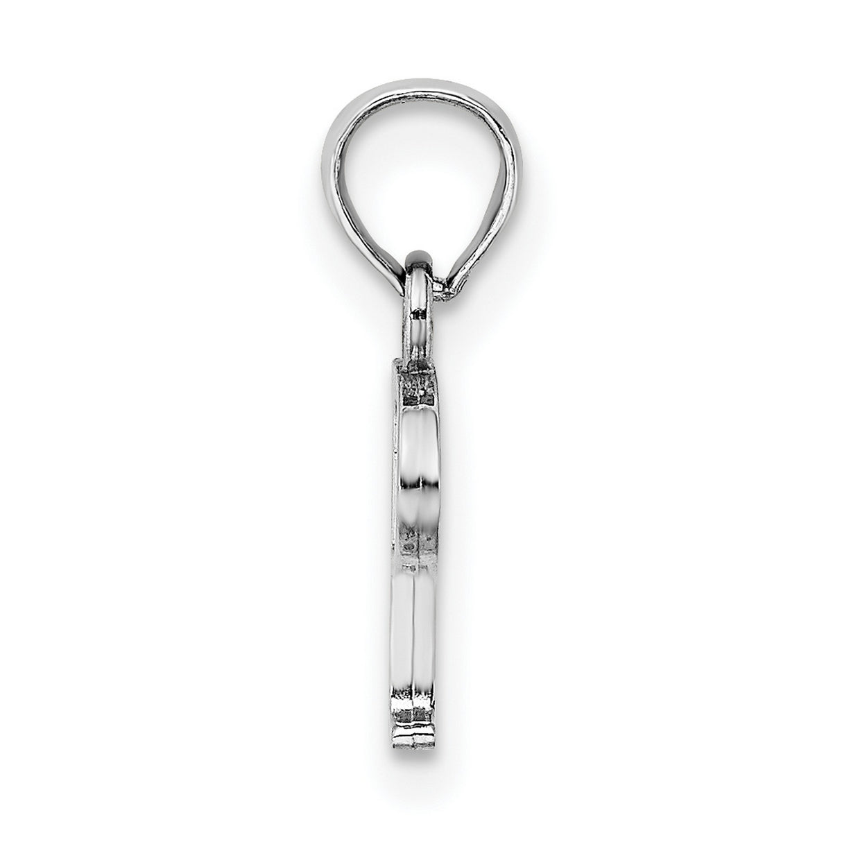 10k White Gold Initial P Pendant, Polished Block Letter Charm, Minimalist Alphabet Jewelry