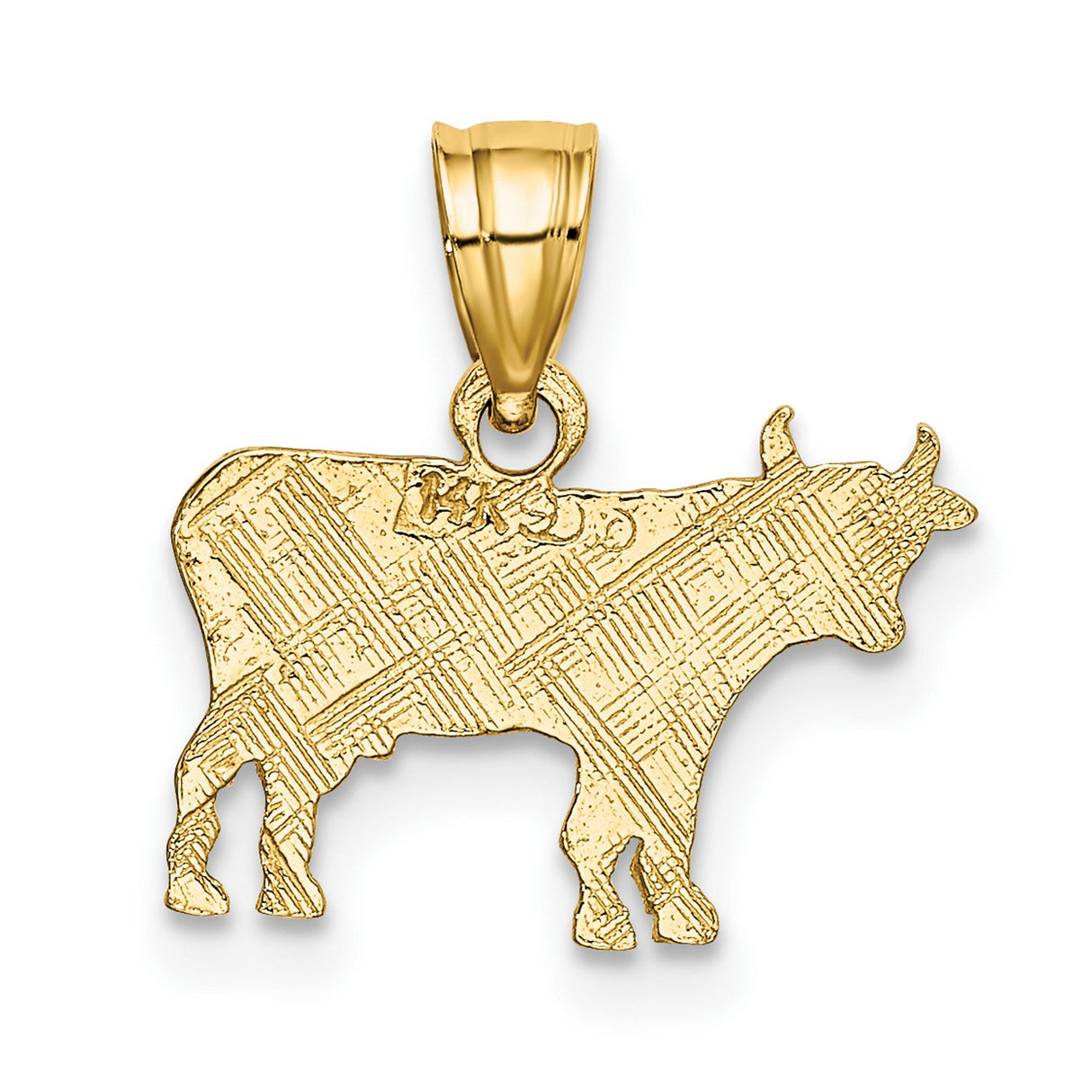 10k Yellow Gold Bull Pendant, Taurus Zodiac Animal Symbol Charm, Western Style Unisex Jewelry