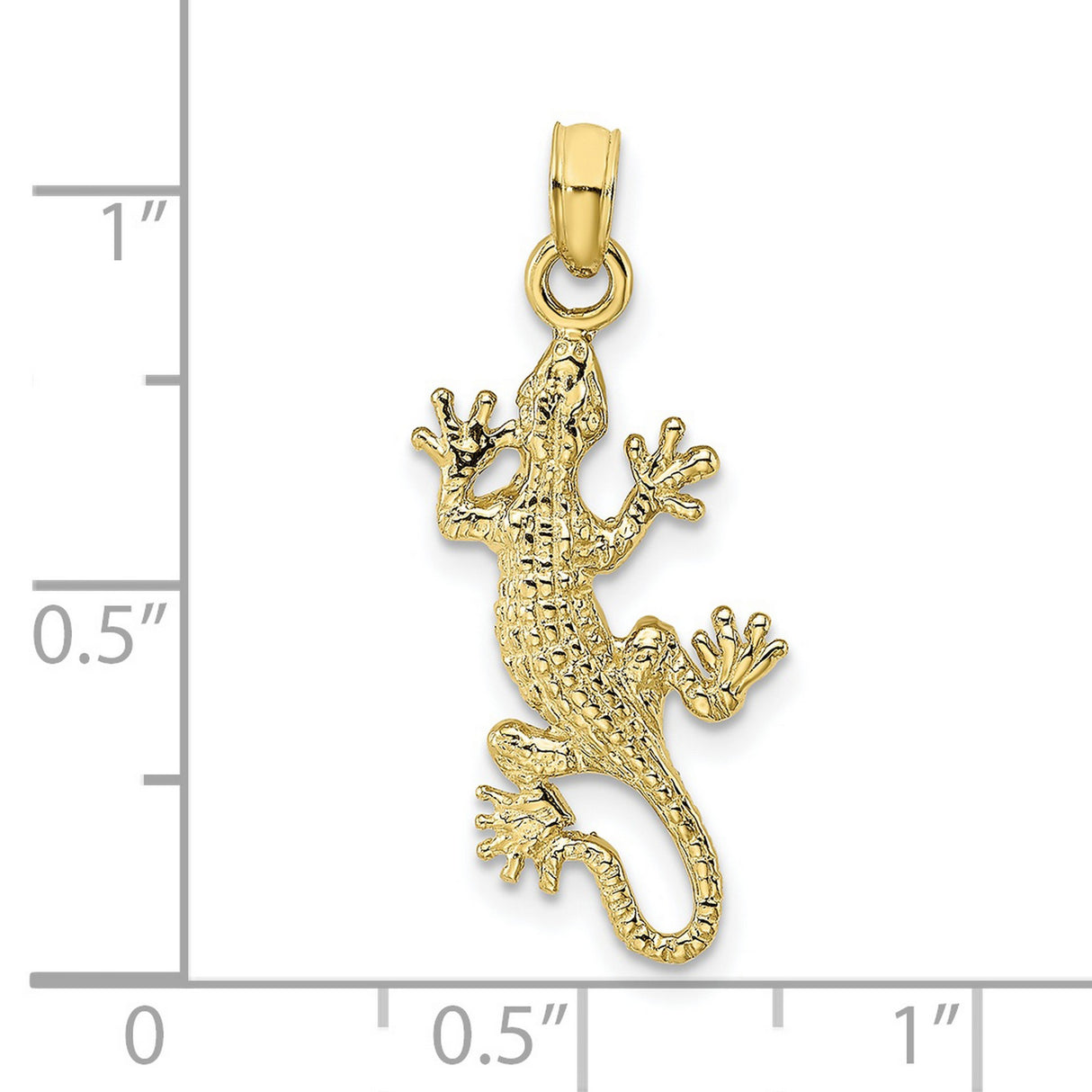 10k Yellow Gold Gecko Lizard Pendant, Textured Animal Charm Symbolizing Transformation
