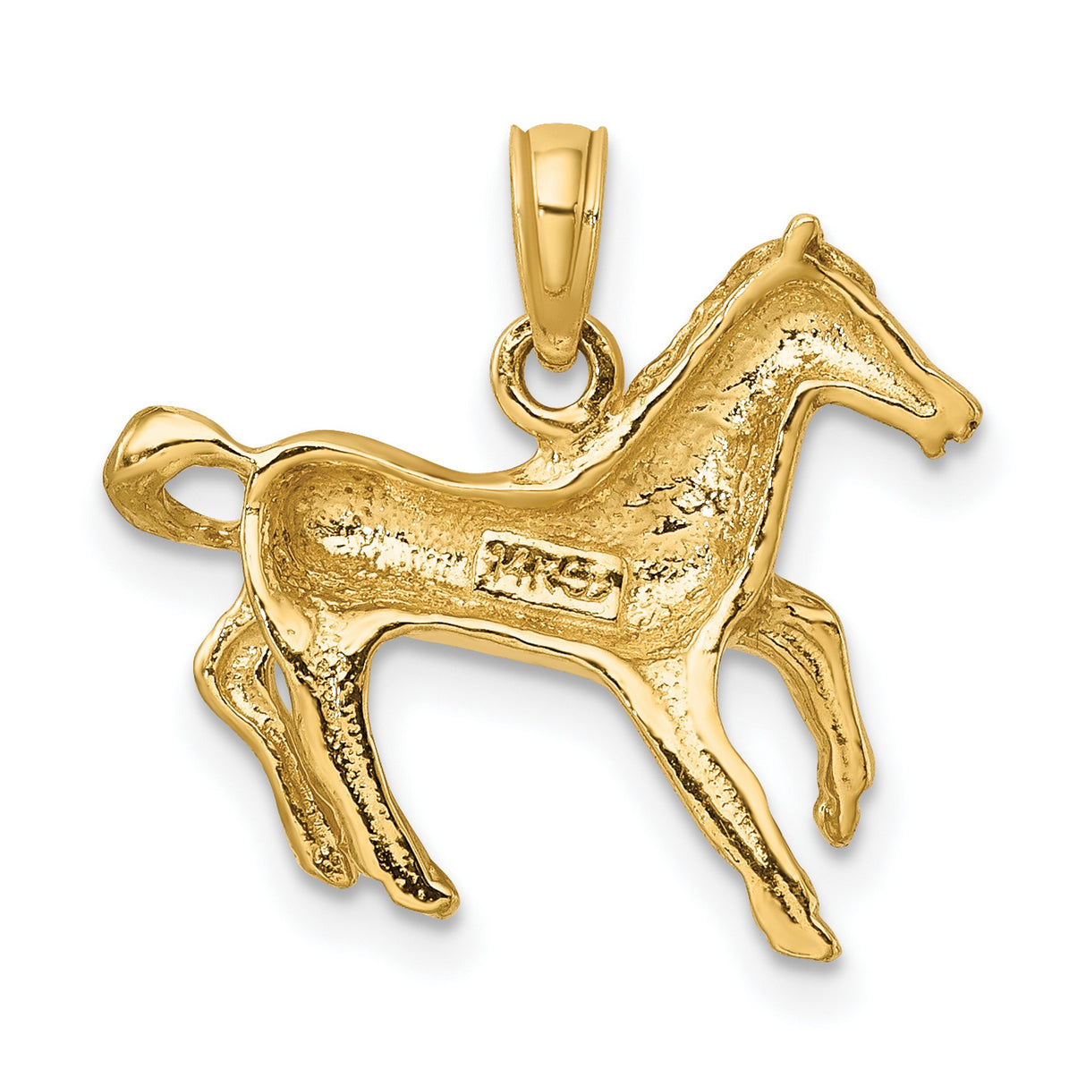 10k Yellow Gold Horse Pendant, Prancing Horse Design, Equestrian Symbol Jewelry for Women