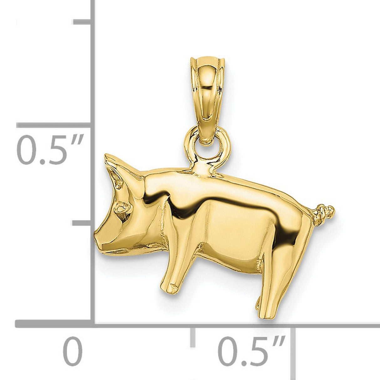 10k Yellow Gold Pig Charm Pendant, 3D Animal Symbol with Chinese Zodiac and Farming Heritage