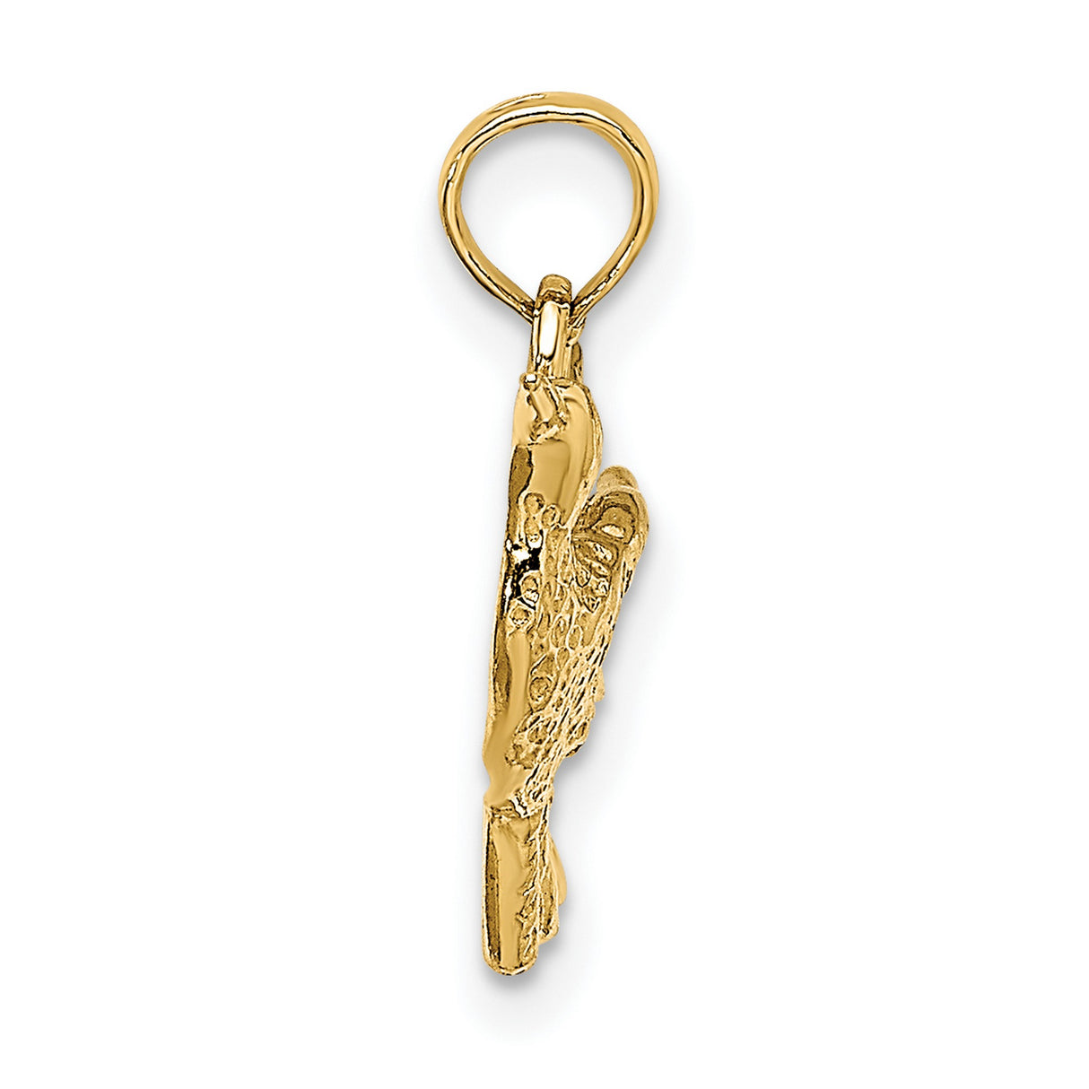 10k Yellow Gold Hummingbird Pendant with Textured Wings, Nature-Inspired Bird Charm for Women
