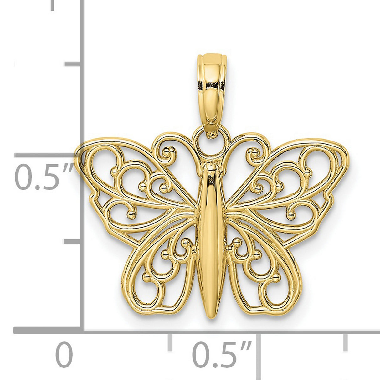 10k Yellow Gold Butterfly Pendant with Open Filigree Design, Nature-Inspired Charm for Women
