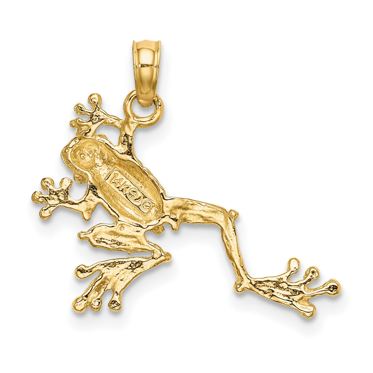 10k Yellow Gold Frog Pendant, Detailed Tree Frog Design, Animal and Nature Theme, Unisex Jewelry