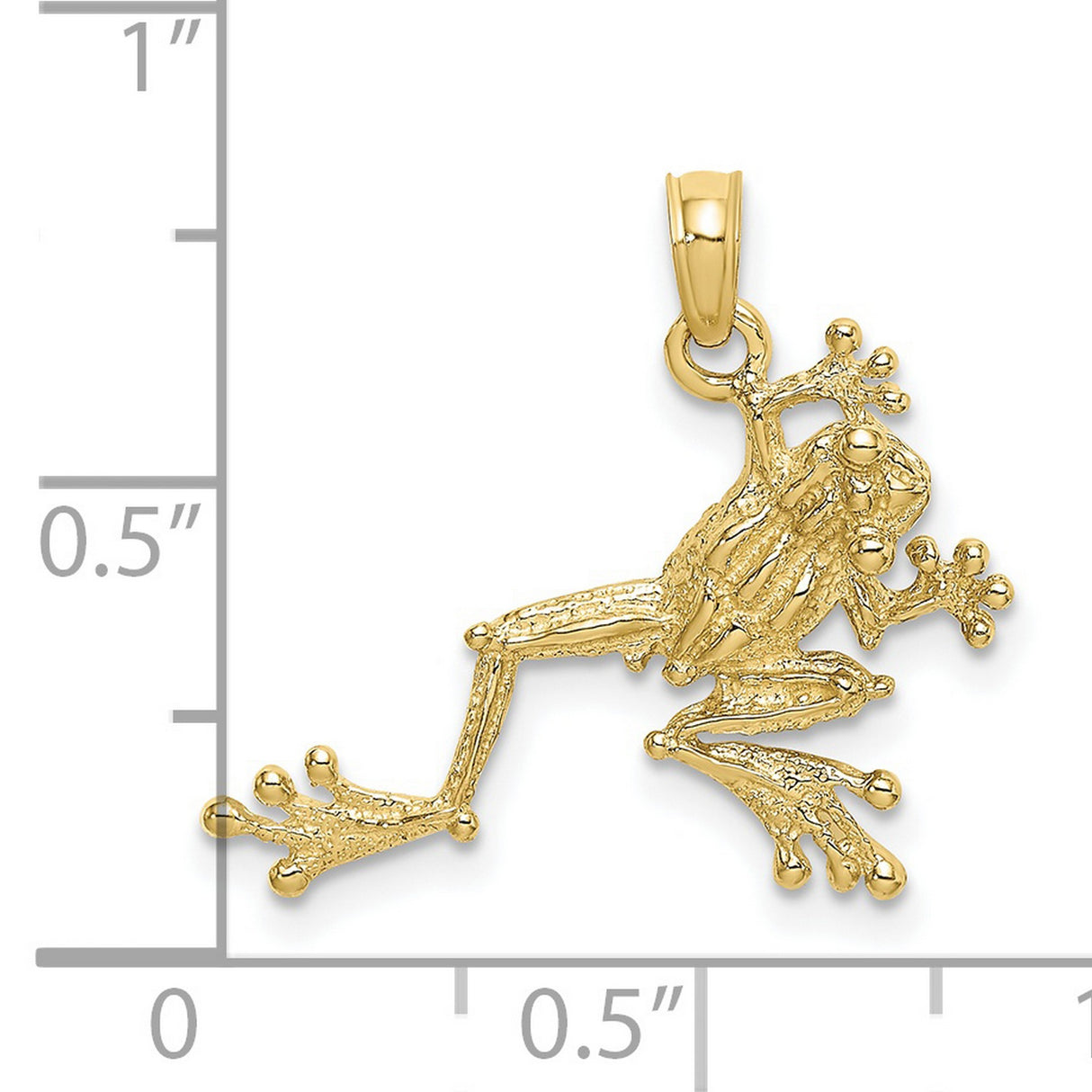 10k Yellow Gold Frog Pendant, Detailed Tree Frog Design, Animal and Nature Theme, Unisex Jewelry