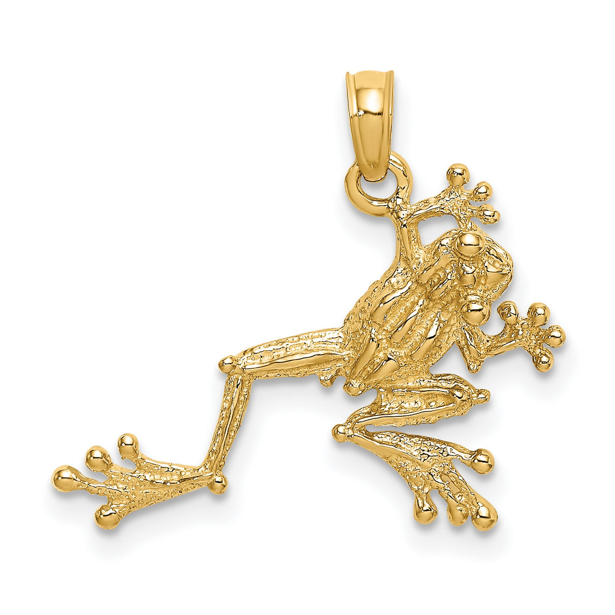 10k Yellow Gold Frog Pendant, Detailed Tree Frog Design, Animal and Nature Theme, Unisex Jewelry