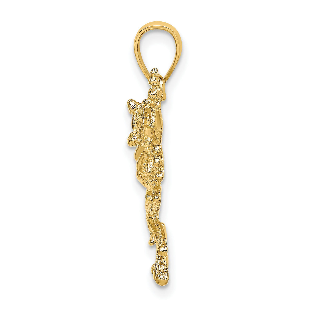 10k Yellow Gold Tree Frog Pendant, Textured Amphibian Charm with Nature Theme