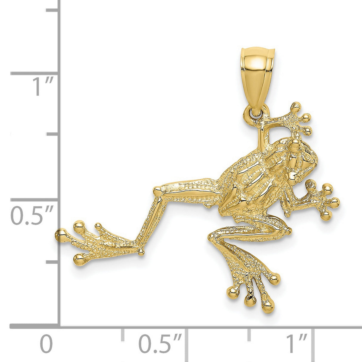 10k Yellow Gold Tree Frog Pendant, Textured Amphibian Charm with Nature Theme
