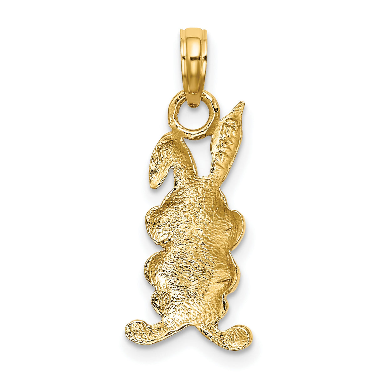 10k Yellow Gold Bunny Pendant with Cartoon Rabbit Design, Whimsical Animal Charm