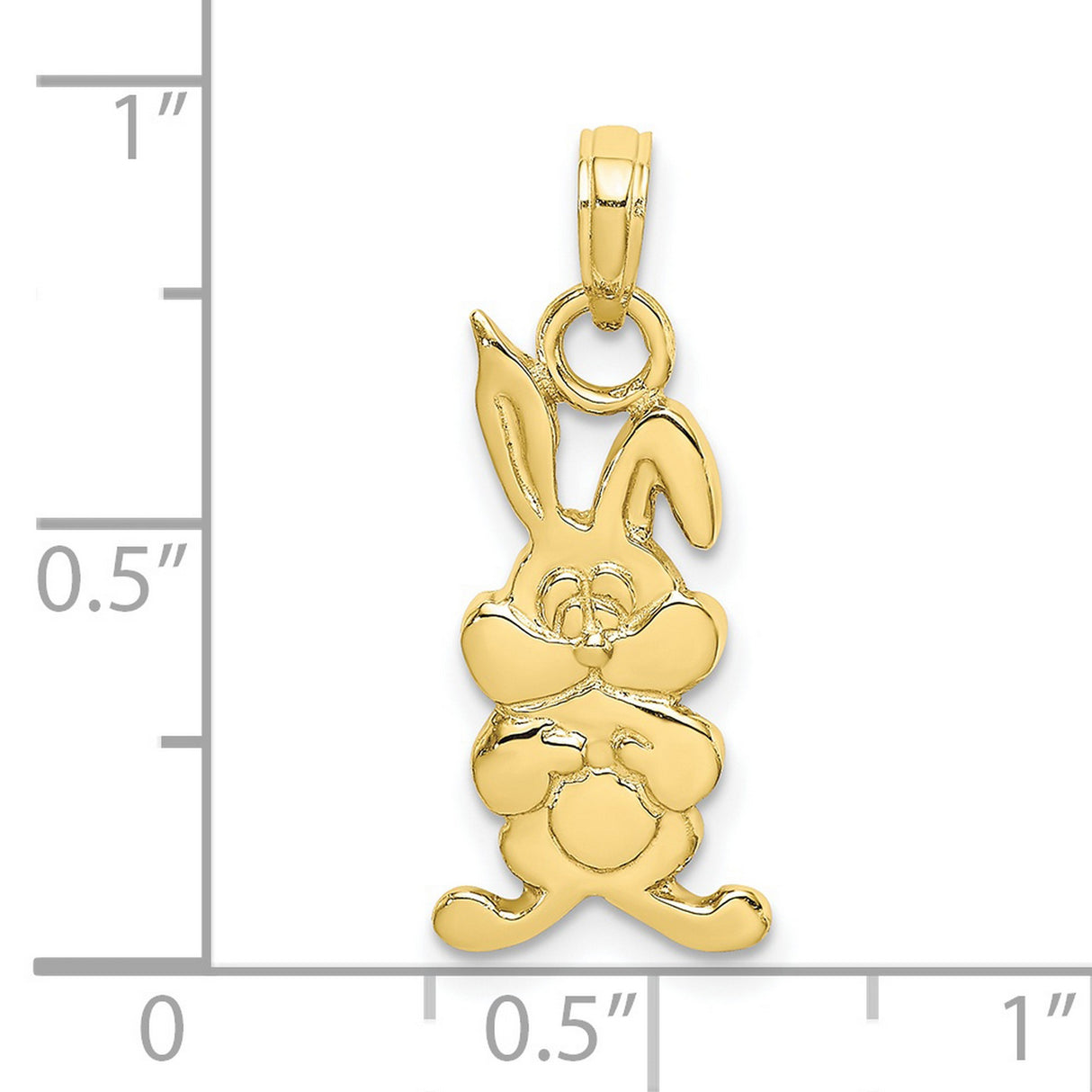 10k Yellow Gold Bunny Pendant with Cartoon Rabbit Design, Whimsical Animal Charm