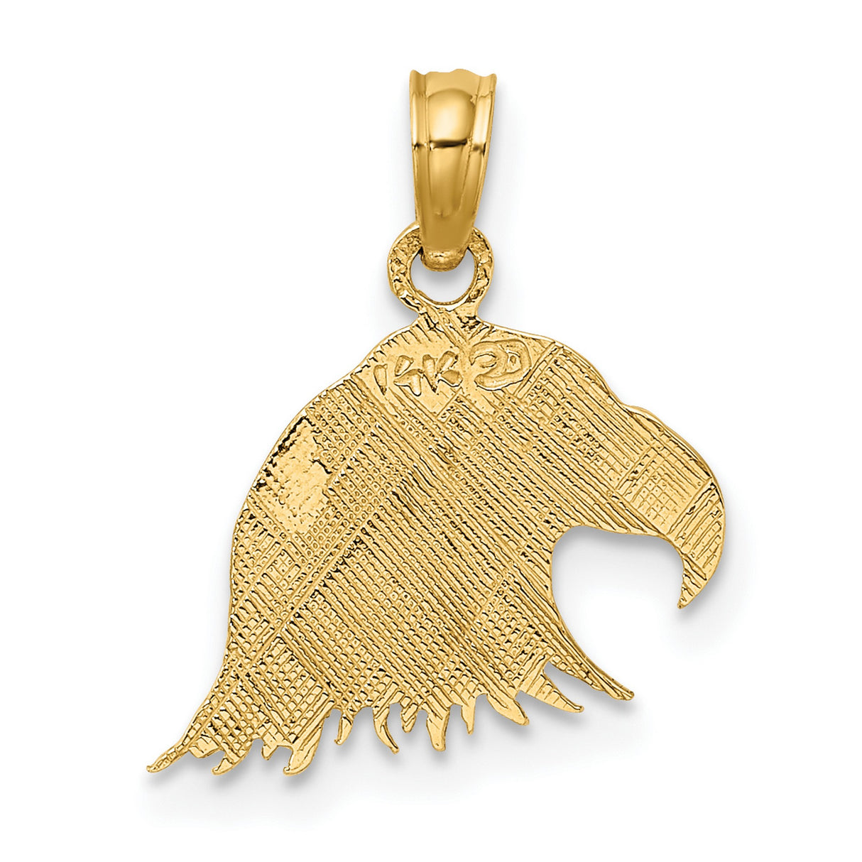Engraved Flat Eagle Head Charm Pendant in Real 10k Yellow Gold